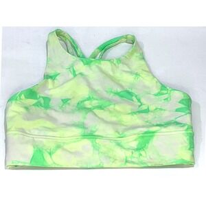 Lululemon athletica‎ lime green Energy Bra High Neck Lone Line Shibori 6 tie dye